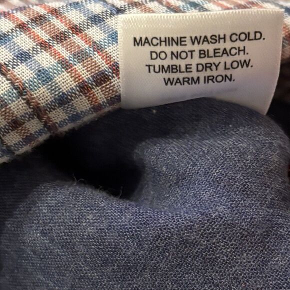 Johnston & Murphy Double Layered Cotton Button Down Blue Brown Plaid XL - Picture 7 of 8